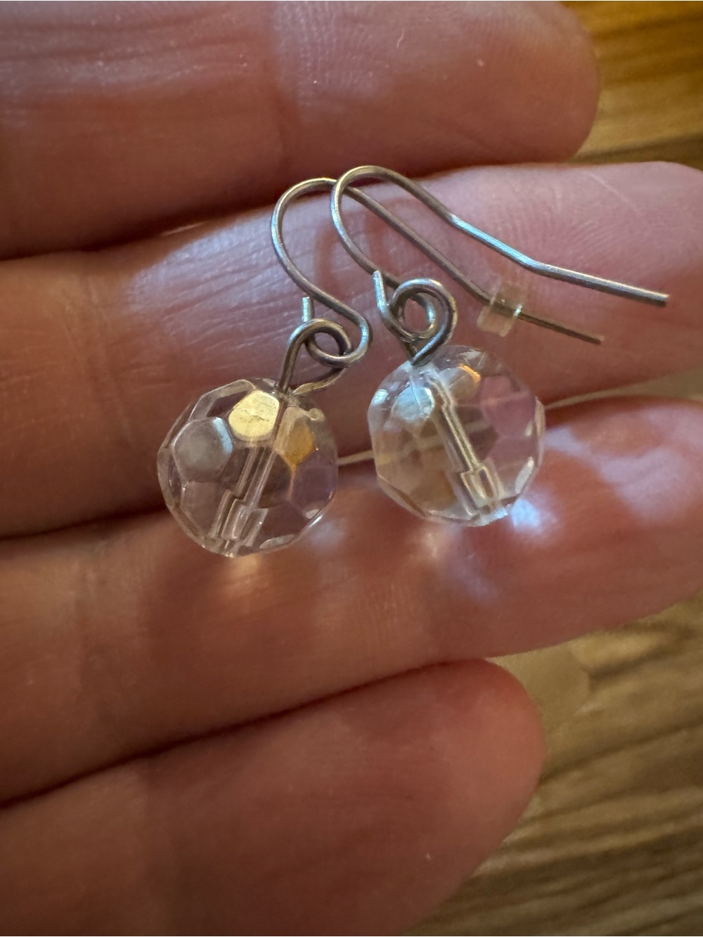 Vintage well made light catching Clear Faceted Bead Drop Earrings
